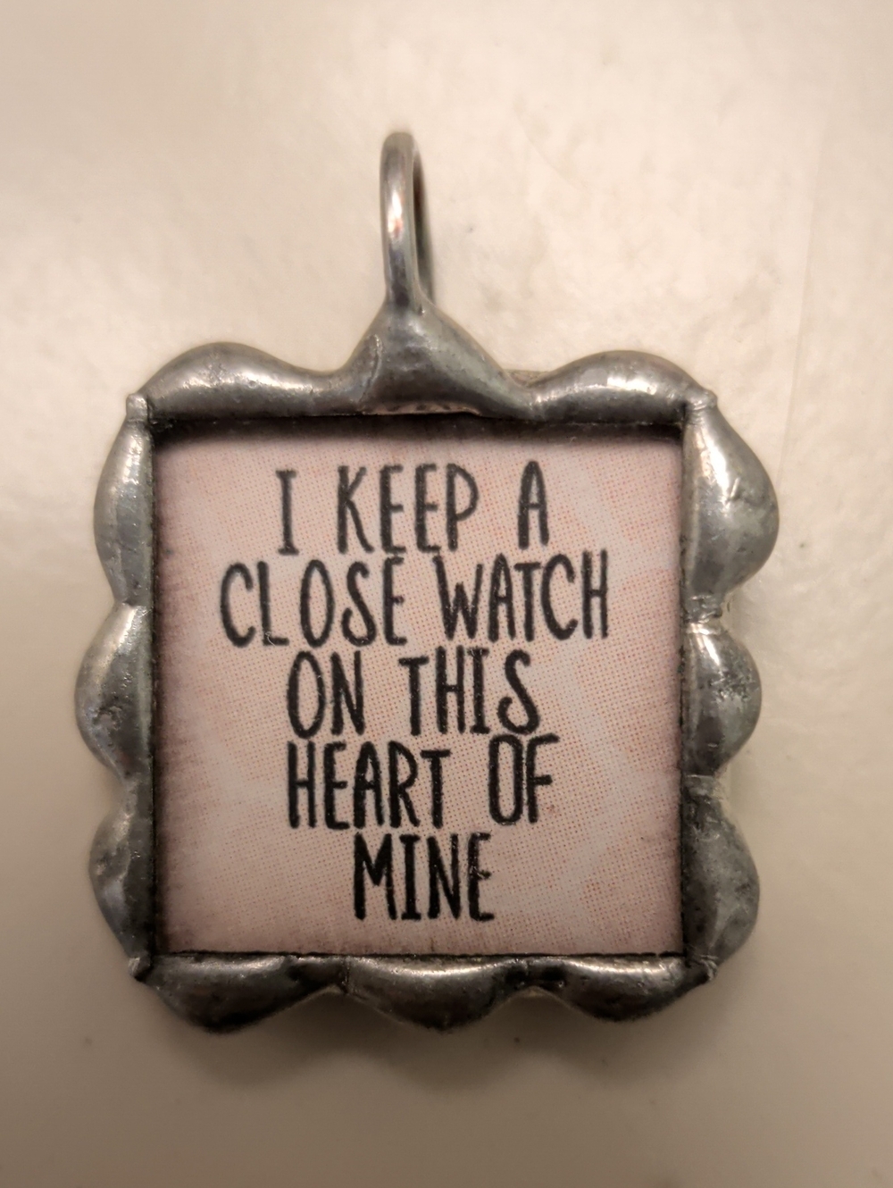 Y2K Frame Pendant Johnny Cash I Walk The Line Lyric Silver Reversible Pink Grey